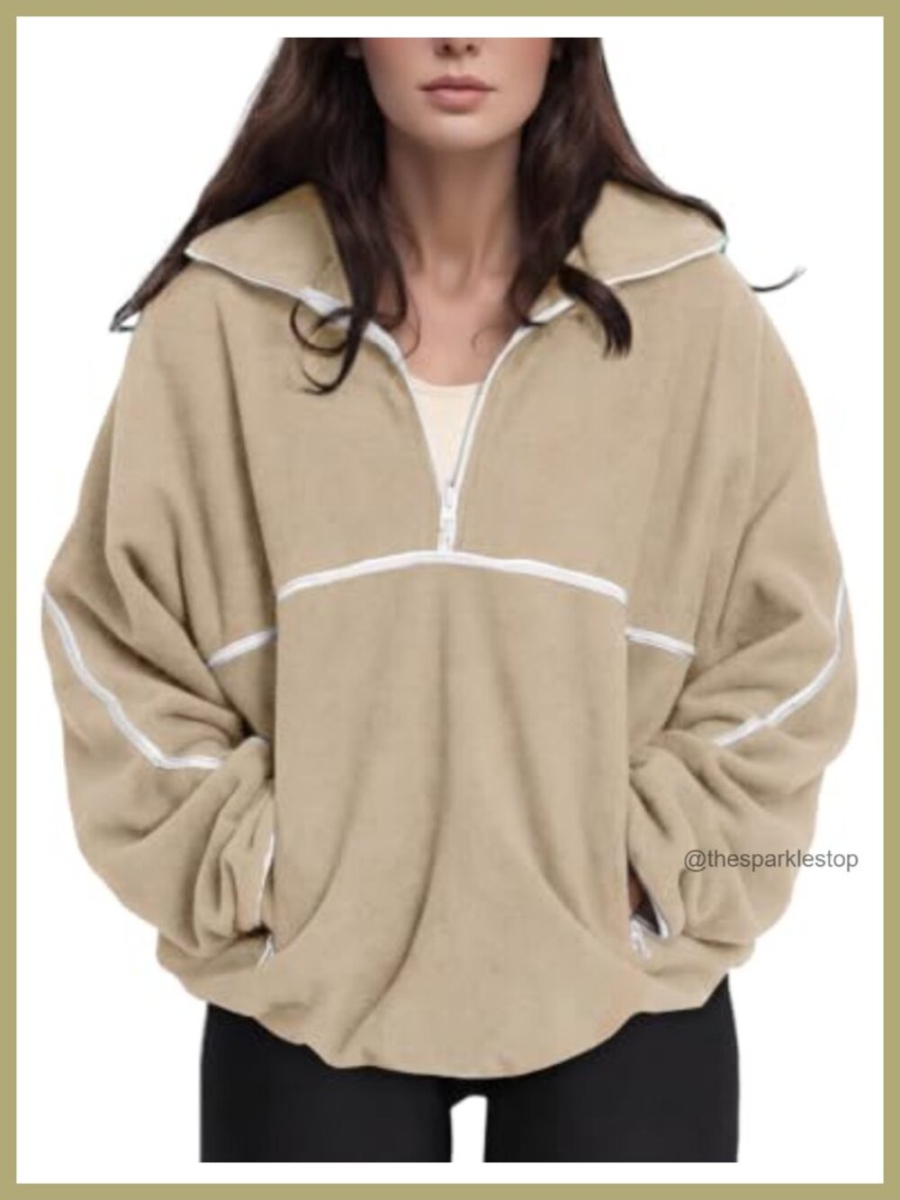 Oversized Sherpa Fleece Quarter Zip Pullover Sweatshirt
